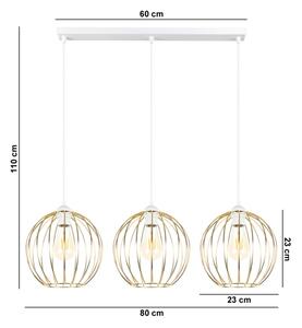 Lustr na lanku MATT 3xE27/60W/230V bílá/zlatá