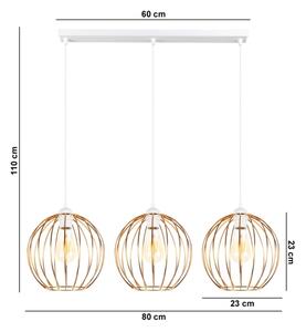 Lustr na lanku MATT 3xE27/60W/230V bílá/měděná