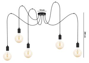 Lustr na lanku MIROS 5xE27/60W/230V pavouk černá