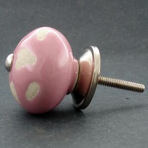 Keramická úchytka-Neglazovaná srdíčka-Růžová Barva kovu: stříbrná