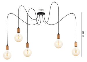 Lustr na lanku MIROS 5xE27/60W/230V pavouk černá/měděná