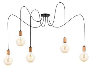 Lustr na lanku MIROS 5xE27/60W/230V pavouk černá/měděná