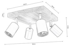 Spot-Light DO2910456 - Stropní bodové svítidlo MANARA 4xGU10/5W/230V borovice