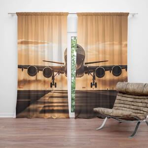 Sablio Závěs Letadlo přistávající při západu slunce: 2ks 140x250cm