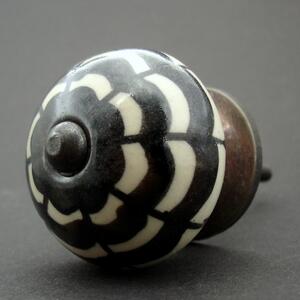 Keramická úchytka-Černá petunie Barva kovu: antik světlá