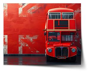 Sablio Plakát Červený patrový autobus Vlajka - 60x40 cm