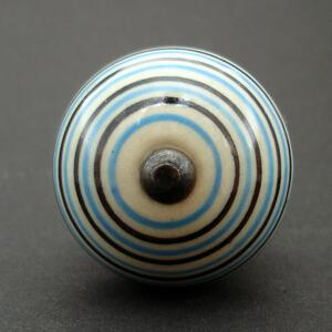 Keramická úchytka-Krémová s modrými proužky Barva kovu: antik tmavá