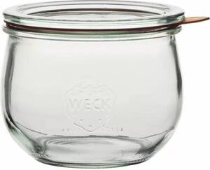 Zavařovací sklenice Weck 500 ml, tulipánový tvar, s víčkem, těsněním a svorkami, sada 4 ks