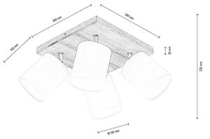 Spot-Light DO56844474 - Stropní bodové svítidlo APRILLIA 4xE27/25W/230V dub/bílá