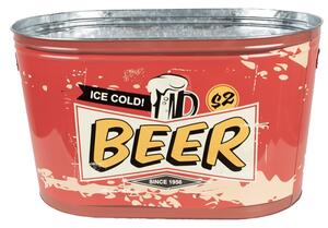 Nádoba na led červená hliníková Ice Cold Beer – 40 x 25 x 23 cm