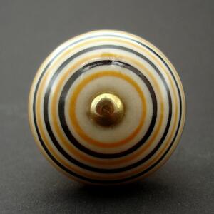 Keramická úchytka-Krémová s okrovými proužky Barva kovu: zlatá