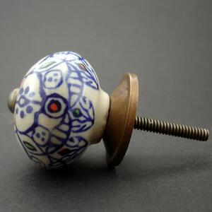Keramická úchytka-Orient v tmavě modré Barva kovu: stříbrná