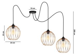 Lustr na lanku MATT 3xE27/60W/230V pavouk černá/měděná