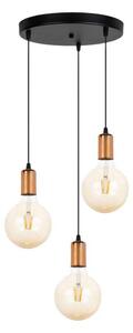 Lustr na lanku MIROS 3xE27/60W/230V kulatý černá/měděná