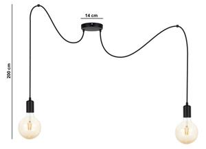 Lustr na lanku MIROS 2xE27/60W/230V pavouk černá