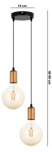 Lustr na lanku MIROS 2xE27/60W/230V kulatý černá/měděná