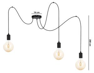 Lustr na lanku MIROS 3xE27/60W/230V pavouk černá