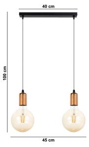 Lustr na lanku MIROS 2xE27/60W/230V černá/měděná
