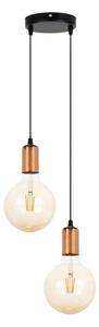 Lustr na lanku MIROS 2xE27/60W/230V kulatý černá/měděná