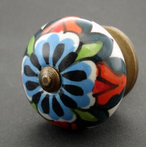 Keramická úchytka -Divoké květy Barva kovu: stříbrná