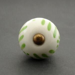 Keramická úchytka- Zelené kytičky-MALÁ Barva kovu: zlatá