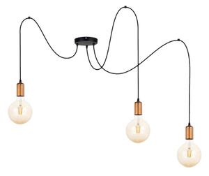 Lustr na lanku MIROS 3xE27/60W/230V pavouk černá/měděná