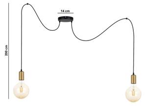 Lustr na lanku MIROS 2xE27/60W/230V pavouk černá/zlatá