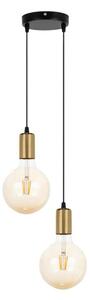 Lustr na lanku MIROS 2xE27/60W/230V kulatý černá/zlatá
