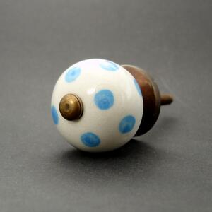 Keramická úchytka-Modré puntíky-MALÁ Barva kovu: antik světlá