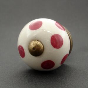 Keramická úchytka-Starorůžové puntíky- MALÁ Barva kovu: zlatá