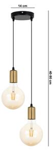 Lustr na lanku MIROS 2xE27/60W/230V kulatý černá/zlatá