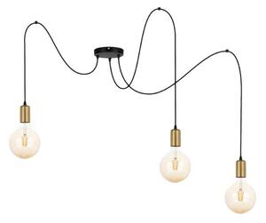 Lustr na lanku MIROS 3xE27/60W/230V pavouk černá/zlatá