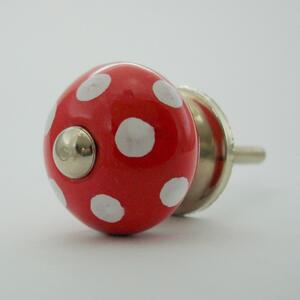 Keramická úchytka-Červená s puntíky-MALÁ Barva kovu: zlatá