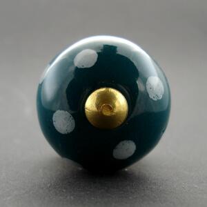 Keramická úchytka-Petrolejová s puntíky-MALÁ Barva kovu: zlatá