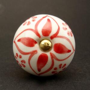 Keramická úchytka-Červená hortenzie Barva kovu: stříbrná