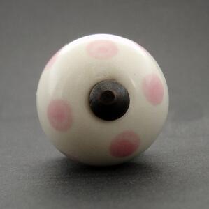 Keramická úchytka-Růžové puntíky-MALÁ Barva kovu: zlatá