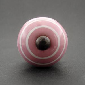 Keramická úchytka-Růžová s proužky Barva kovu: stříbrná