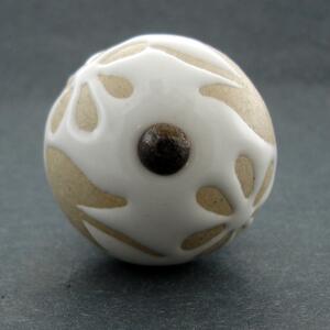 Keramická úchytka-Bílá s neglazovanými květy Barva kovu: antik světlá