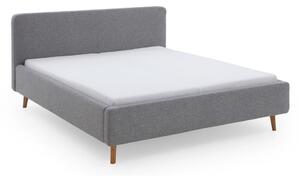 Šedá čalouněná dvoulůžková postel s úložným prostorem a roštem 160x200 cm Mattis – Meise Möbel