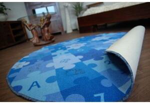 Balta Dětský kulatý koberec PUZZLE modrý Rozměr: průměr 100 cm