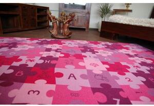 Balta Dětský kusový koberec PUZZLE fialový Rozměr: 100x300 cm