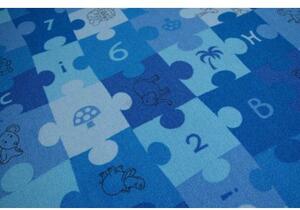 Balta Dětský kulatý koberec PUZZLE modrý Rozměr: průměr 100 cm