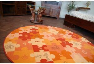 Balta Dětský kulatý koberec PUZZLE oranžový Rozměr: průměr 100 cm