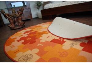 Balta Dětský kulatý koberec PUZZLE oranžový Rozměr: průměr 100 cm