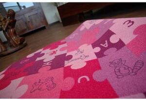 Balta Dětský kulatý koberec PUZZLE fialový Rozměr: průměr 100 cm