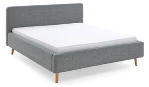 Modro-šedá čalouněná dvoulůžková postel s úložným prostorem a roštem 180x200 cm Mattis – Meise Möbel