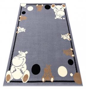 Balta Dětský kusový koberec BCF FLASH 3993 Hrošík šedý Rozměr: 140x190 cm