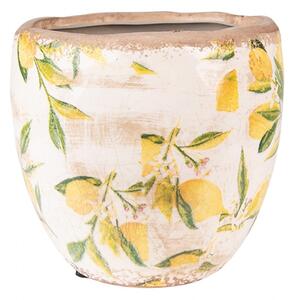 Béžový keramický obal na květináč s citróny Rebekka M – 18x17 cm