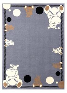 Balta Dětský kusový koberec BCF FLASH 3993 Hrošík šedý Rozměr: 120x160 cm