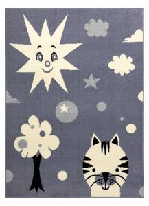 Balta Dětský kusový koberec BCF FLASH 3992 Slunce kočka strom šedý Rozměr: 120x160 cm